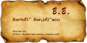 Barhó Benjámin névjegykártya